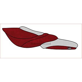 Dark Red Vinyl and Silver Carbon Fiber Seat Cover