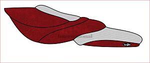Dark Red Vinyl and Silver Carbon Fiber Seat Cover