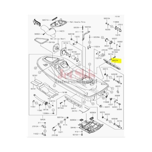 KAWASAKI 59437-3746-6Z STABILIZER,RH,F.BLAC | Jet Skis International